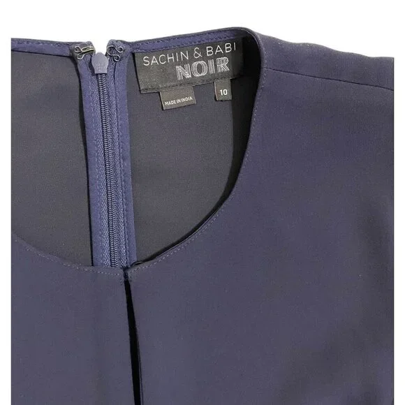 Sachin & Babi Noir Navy Blue RUFFLED Illiana Evening Gown Dress Sz 10 NWT - Picture 7 of 11